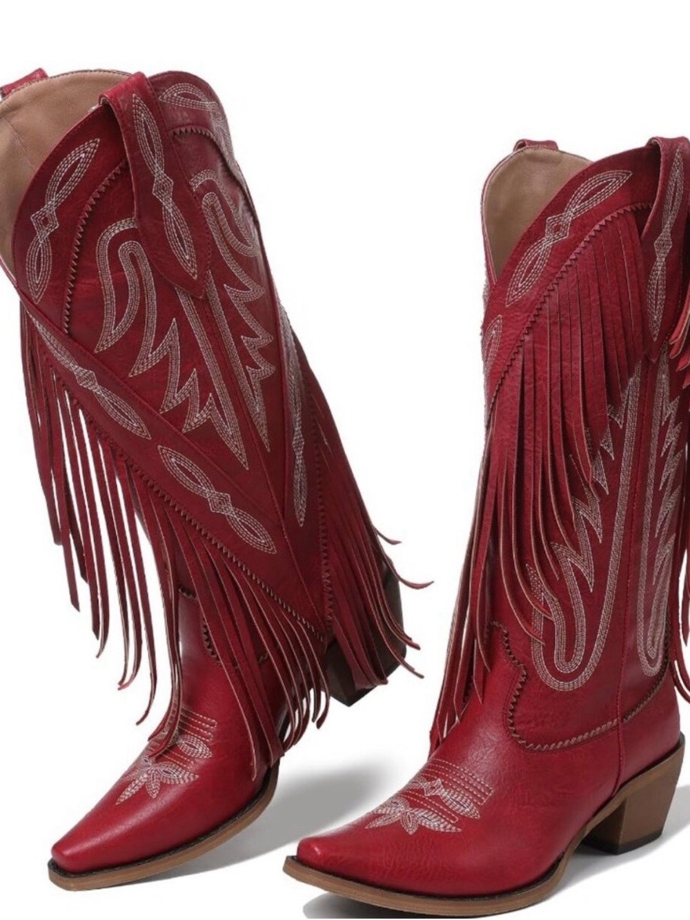 Women's Red Fringe Western Cowboy Boots